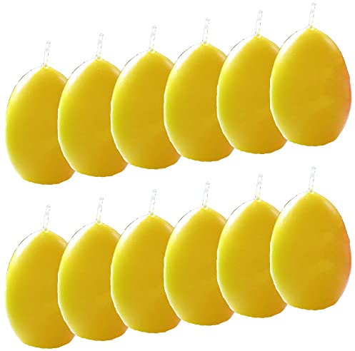 AUSWAHL Farbe + Menge - Eikerzen Dekoeier Kerze Osterei Eierkerzen farbig sortiert 4,5 x 6,5 cm - hier: 12 Stück [gelb]