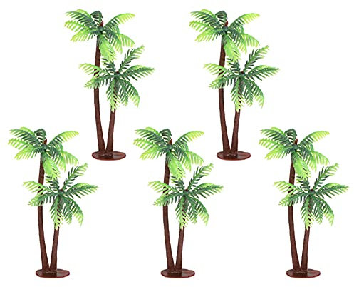 FOMIYES 5Pezzi Miniature Palma di Cocco Plastica Decorazione per Paesaggio Micro Vasi per Bonsai Fai da Te Decorazioni per Miniature