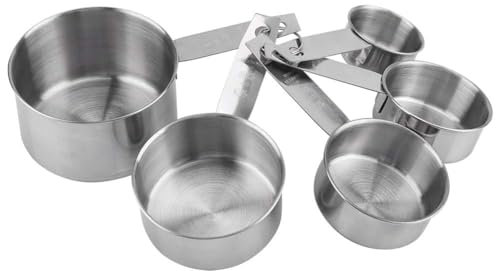 Cyrank Edelstahl Messbecher, 5 Stück Messlöffel, Stapelbare Metall-Messbecher 250 ml, 125 ml, 80 ml, 60 ml, 30 ml für Küche Flüssigkeit und Trockenheit Backwerkzeug