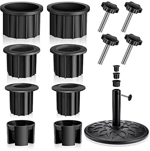 FZQBEY Sonnenschirmständer Reduzierringe Set, M8 Handschraube Sonnenschirm Zubehör, 32/38/48 mm Reduziereinsätze, Aufrechte Sonnenschirme Steckring aus Kunststoff, Gartenschirm Ersatzteile