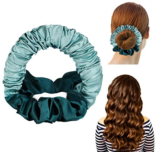 KAMEUN Silk Lockenwickler,Heatless Hair Curler, Tragbarer Schlaf Hair Curler Ribbon,Sanft Heatless Curling Headband, DIY Haarstyling-Tools für Damen Mädchen (Blau Grün)