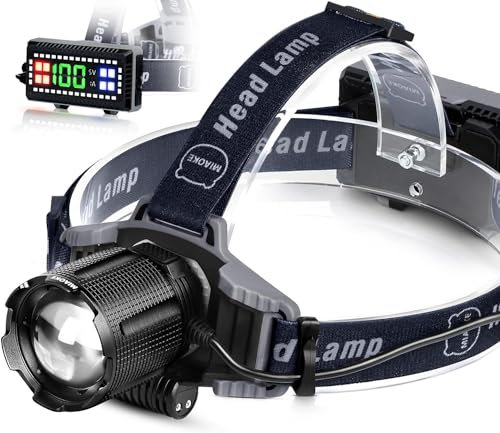 MIAOKE Linterna Frontal Led Recargable, Frontal Led Recargable 100000 Lumen Super Brillante IPX5 Impermeable 4 Modos con Indicador de Encendido y Luz de Advertencia para Correr al Aire Libre Camping