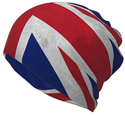 Multifunktions-Beanie-Mütze im Retro-Stil, Motiv: Union Jack, lässig, britische Flagge, Stretch, Totenkopf-Kappe, modischer Loop-Schal für Damen und Herren, Britische Flagge, d006, Einheitsgr��e