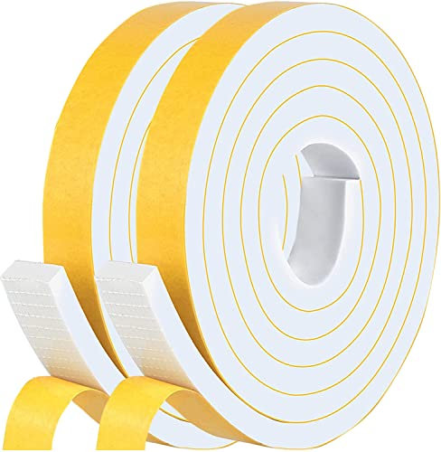 Dichtungsband Selbstklebend für Türen Fenster, 20mm(B) x 3mm(D)/10m Schaumstoff klebeband Gummidichtung Gegen Kalte Zugluft/Anti-Kollision/Schalldichter/Wasserdichter/Staubdicht Weiß