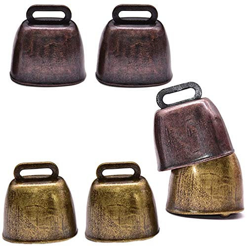MULOUTSPO 6 StüCk Metall Kuh Glocke, Kuh Glocke Retro Glocke für Pferde Schaf, das Kupfer Weidet, Kuh Glocken GeräUsche Macher