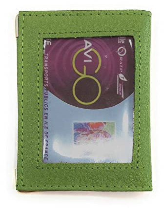 LOLUNA® Porte-Carte Simple 1 à 2 Carte Transparent Compact en Cuir Existe en Plusieurs Couleur pour Homme et Femme - Vert Pistache