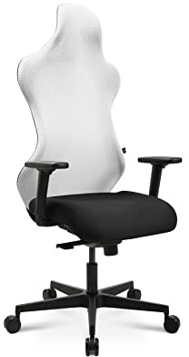 TOPSTAR Sitness RS Sport Bürodrehstuhl, Gamingstuhl, Stoff, Weiss-schwarz | Made in Germany | Ergonomisch | höhenverstellbar | Geprüfte Sicherheit nach GS-Intertek
