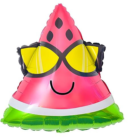Folienballon Food in Wassermelone-Form mit Sonnenbrille, ca. 45 * 51 cm, Perfekt für Sommerpartys, Geburtstage, Poolpartys und Dekorationen, Lustiges und farbenfrohes Design