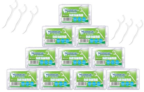 Flossing Help Palillos De Seda Dental Profesionales De Alta Resistencia Pack De 10 (500 Palillos) Con Funda De Transporte Y Palillos De Seda Dental (10he)
