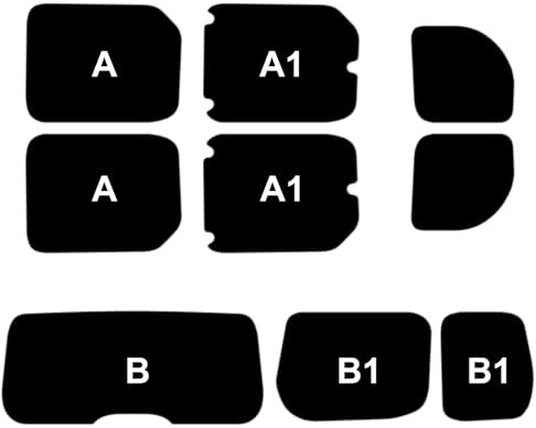 Film Solaire Prédécoupé Teinté pour Kangoo Hayon 5-Portes 2008-2012 Vitres Arrière & Lunette (05% Noir Fumé Super, A1-B)