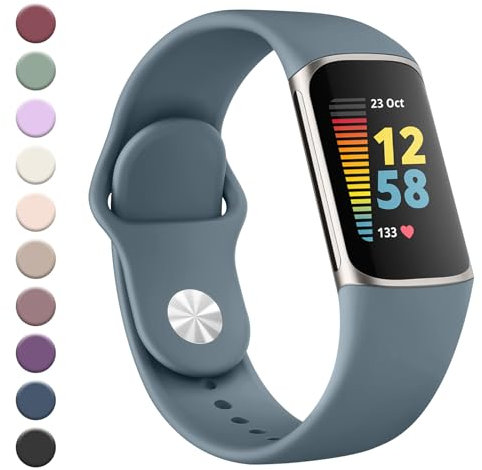 YLK Armband für Fitbit Charge 5 Armband/Fitbit Charge 6 Armband Damen Herren, Verbessertes Silikon Uhrenarmband Sport Verstellbares Ersatzband für Fitbit Charge 5 Armbänder/Charge 6 Armbänder