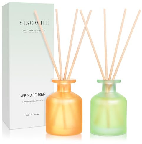 YISOWUH Raumduft-Duftstäbchen-Diffuser – Jasminlilie & Zitrus 100 ml, 2er-Pack Duftstäbchen-Diffusor-Set mit ätherischen Ölen und 8 Stäbchen, langanhaltender Duft für Zuhause, Badezimmer, Schlafzimmer