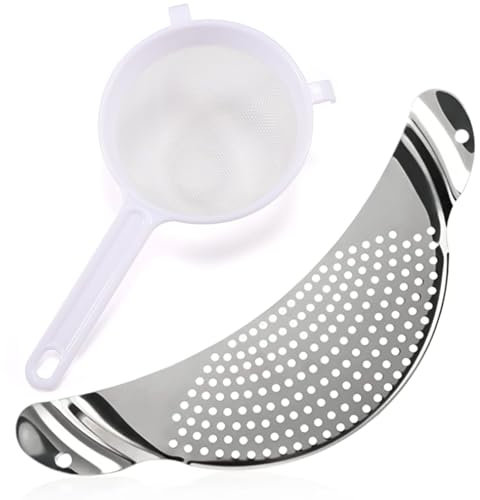 Jicyor 2 coladores de pasta y colador fino, colador de pasta de acero inoxidable, colador de cocina fino, escurridor extra plano, práctico escurridor para pasta, colador de ollas, MTGLQ-2