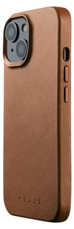 Mujjo Leather Phone Case - Fits iPhone 15 - MagSafe Compatible - Premium European Leather - Enhanced Phone & Camera Lens Protection - Crafted with Recycled Materials - Slim Profile - Dark Tan