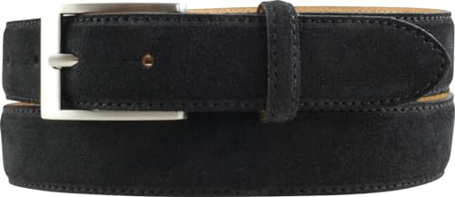 BELTINGER Italienischer Veloursleder-Gürtel, 30 mm breit, Herren, Wildleder, Anzuggürtel, Hosengürtel, Schließe Silber | Schwarz 110cm