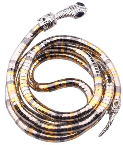 LEEQ Schmuck Schlange Armband Halskette - Flexibel Biegbar Schlangenkette Wickelarmband Verdrehbar Einstellbar Kette Manschette Armreif Taillenkette für Damen Herren, Schwarz und Gold