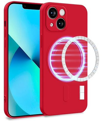 MyGadget Case [ compatible with MagSafe ] compatible with Apple iPhone 13 Mini - Cover Dual Layer with Camera Protection | Inner Lining - Soft Touch Rubber & Anti-Scratch Shell Red