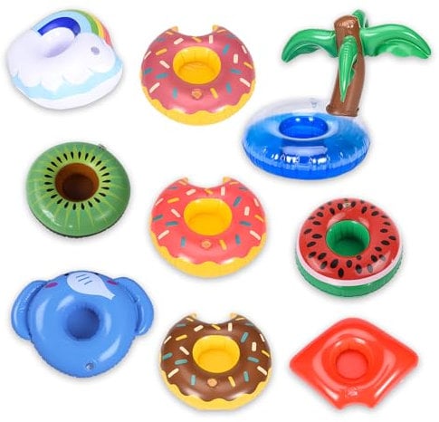 Pack de 9 Portabebidas inflables para Piscina, Soporte Inflable para Bebidas Soporte, Juego de portavasos Inflable, para Fiestas en la Piscina, Fiesta en la Piscina de Verano