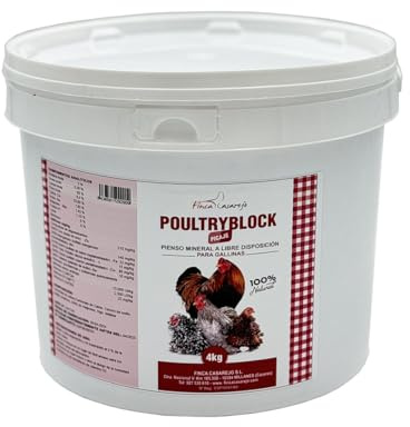 Poultry Block - Bloque de Alimento para Gallinas Rico en Calcio, Vitaminas y Cereales para el Bienestar Animal y Producción Optima.