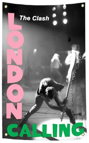 Album Cover Tapisserie für den Clash Vintage Rockband Flaggen Metallband Schild London Calling Poster 70er 80er 90er Punk-Band Banner für Zimmer Bar Party Dekor 7,6 x 12,7 cm