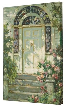 Quadro decorativo su tela - Porta di una vecchia casa di campagna inglese, 30,5 x 45,7 cm, verticale, 100% tela di cotone