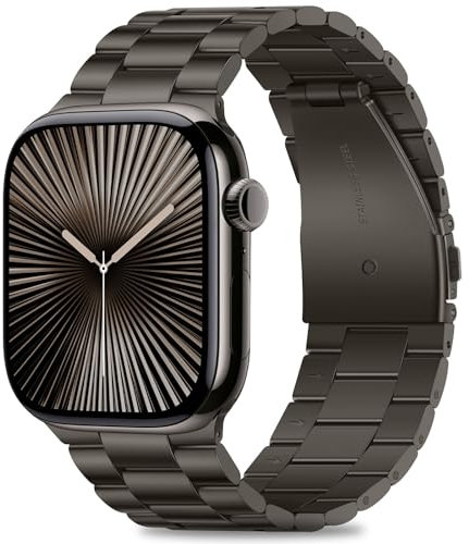 HITZEE Compatibile con Cinturino Apple Watch 46mm 45mm 44mm 42mm per Donna Uomo Band, Cinturini in Acciaio Inossidabile Compatibile con Apple Watch SE 2 SE Series 10 9 8 7 6 5 4 3 2 1, Grafite