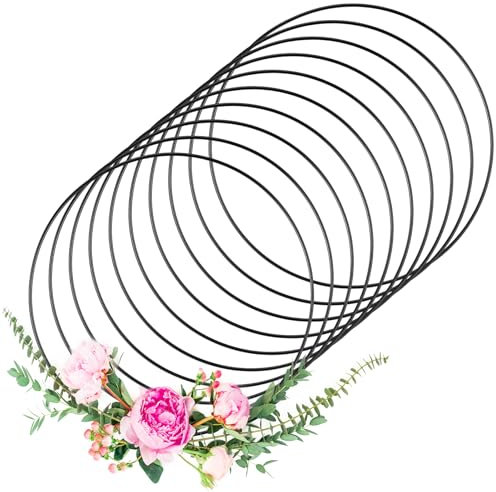 Yimomoyi Metallring 30cm, 10 Stück Metallringe zum Basteln, Dekoringe zum Hängen für Hochzeitskranz, Makramee Ring, Wickeltechnik, Traumfänger Ringe, Floristik, Hoops Drahtring (Schwarz,30CM)