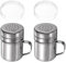 sourcing map 2pcs Salt Dredge Shakers 6 Ounce Stainless Steel Seasonings Spice Shakers with Handle and Lid for Salt Sugar Flour