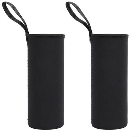 CWOQOCW 2 sacchetti termici per borracce per borraccia, per proteggere la bottiglia da graffi, estrusioni (750 ml, nero)