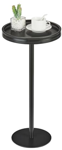 ZEXVIDA Small Round Coffee Table for Small Spaces,Drink Table for Living Room, Bedroom, Bathroom,Balcony (Black)