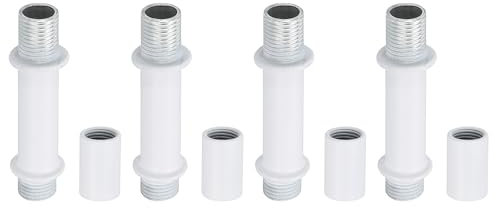 PATIKIL Kit Tige de Lampe à Tube Droit, 4 Ensemble M10 Acier au Carbone 40mm(1.57) Long Tige Filetée à Double Extrémité avec Écrous D'Accouplement Connecteur à Manchon, Blanc