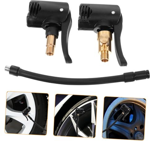 BELLIFFY Adaptateur De Valve pour Gonfleur De Pneus 2pcs Adaptateurs pour Et Voiture avec Tuyau De 16CM Accessoire pour Pompe à Air Et Gonflage De Pneus