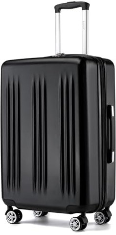 Kono Valise Extensible Rigide en ABS et PC 65 cm Valise Moyenne Soute avec Roues Silencieuses et Serrure TSA (63L,Noir)
