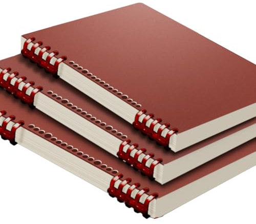 Joucien 1 quaderno per studenti con fogli sciolti, rimovibile e non scomodo da tenere a mano, quaderno artistico stile minimalista, 1 set (rosso retro rosso) - A5 (vuoto) ispessito 60 fogli