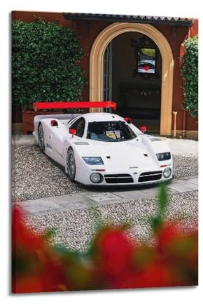 GLMHOK Klassisches Raicng-Auto-Poster, weiß, R390 GT1, Gran Turismo Sportwagen, dekoratives Gemälde, Leinwand, Poster, 20 x 30 cm
