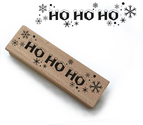 Weihnachtsstempel - Motiv: HO HO HO - Motivgröße 96x24 mm - PR0 22 - Motivstempel aus Holz & Gummi zum Karten basteln, Weihnachten Stempel