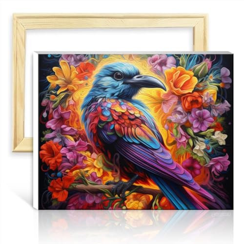 TANGFEIY Oil Painting Paint by Numbers Kits Bluebird Blooms DIY Paint by Number Adults Beginner with Brushes and Acrylic Pigment Art Supplies No Frame(30x40cm)