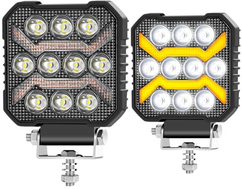 antom LED Arbeitsscheinwerfer 2PCS 12V 3 Farben 6500K 5 Modi led Scheinwerfer IP68 Wasserdicht zusatzscheinwerfer für Rasentraktor, Auto,Kraftfahrzeug,Werkstatt,Boot,Trecker Bagger SUV
