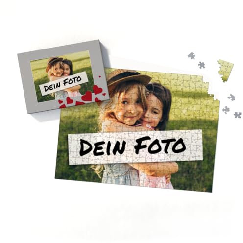 Fotopuzzle mit eigenem Bild - Fotopuzzle selbst gestalten 500 Teile - Schachtel Herzen - 500 Teile Puzzle mit Foto - Geschenk Geburtstag Valentinstag Herzen 500 Teile Quer