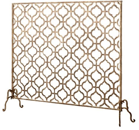 CCKUHN Kaminschirmplatte Kaminschirm Funkenschutz Retro Schmiedeeisen Europäischer Stil Kaminfach Feuerschutz Kaminzubehör Moderner Kaminschirm (Messing)