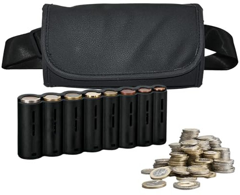 KNGNGK Sacoche Banane Serveur, Sacoche de Service en PU avec Monnayeur Euro, Portefeuille de Serveur, Sacoche Serveur Monnayeur avec Fermeture Magnétique pour Serveur, Caissier, Voyage (Noir)