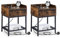 TUKAILAI Nachttisch 2er Set mit Ladefunktion, Nachtschrank mit 2 Schublade, Nachtkasten modern für Wohnzimmer und Schlafzimmer, Beistelltisch Braun 40 x 35 x 57.5 cm