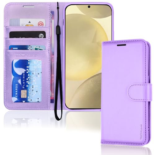 TECHGEAR For Samsung S25 Phone Case, Lilac PU Leather Wallet Case with RFID Blocking, Card Slots, Stand Function, Wrist Strap, Magnetic Closure, Offering Shockproof Protection for Galaxy S25 5G