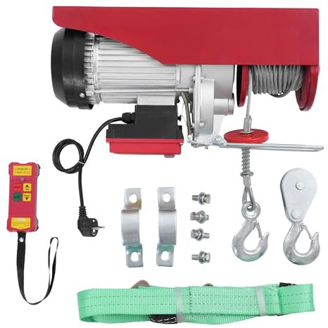 ACROSSPART Verricello elettrico, paranco a catena elettrico, puleggia elettrica con telecomando senza fili, cavo elettrico, sospensione semplice e doppia (400 kg)