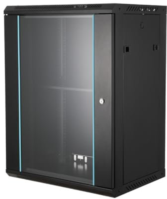 SUDEG Servergehäuse Netzwerk-Schrank,Netzwerkschrank - 19-Zoll Rack 15 HE,Netzwerk-Serverschrank zur Wandmontage mit Abschließbarer Tür und Seitenverkleidung