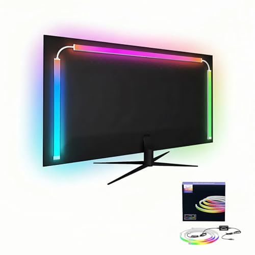 Wacuaao - LED backlight strip for computer monitor, music sync and real-time display, USB powered RGB lighting with splash-proof design