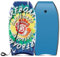 GOPLUS Bodyboard, Schwimmbrett Schwimmboard leicht tragbar für Strand, Meer, Surfboard, Sup-Board mit Handgelenksleine, Surfbrett für Kinder Jugendliche Erwachsene (84cm,Blau+Blume)