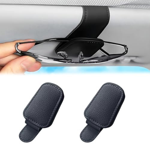 YcsRnn 2 Pcs Universal Fit Car Sunglasses Holder, Black (2 Pack), Suitable for Car Interior Sunshades and Different Sizes of Glasses