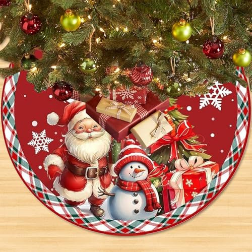 BSITSSS 90cm Grande Gonna Albero di Natale, Tappetino per albero di Natale Pupazzo di Neve, Copertura per Albero diNatale, Rotonda Tappetino per Copertura Base Babbo Nataleper Decorazioni Natalizie