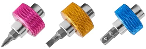 Mesee 3 Stück 2 in 1 Mini Finger-Ratsche Set, Handflächen-Ratschenschlüssel, Daumenrad Ratschenschlüssel, 1/4 Antrieb Daumenrad Schlüssel mit Schlitz Phillips Drive Bit Hexagon Bit Erweiterung